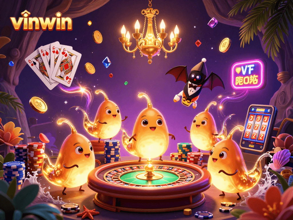 Experience thrilling gameplay at vinwin, where vibrant glowworms illuminate a captivating cave casino.