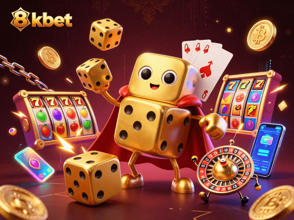 Experience slots action at 8kbet with dynamic golden dice and vibrant casino elements!