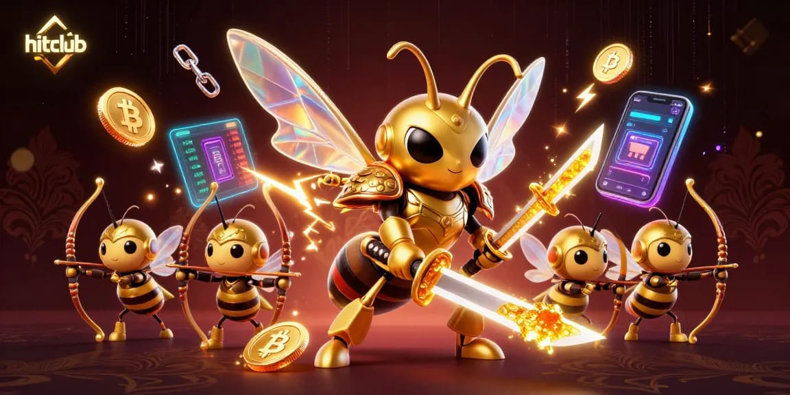 Experience thrilling gameplay at hitclub with stunning samurai hornet and vibrant crypto elements.