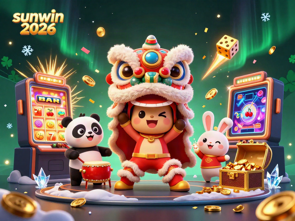 Experience the excitement with sunwin 2026 featuring a festive Chinese New Year celebration with lively characters.