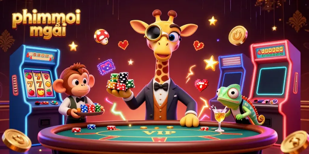 Engage with phimmoi mới in a vibrant casino-themed scene, featuring animated characters and dynamic gaming elements.