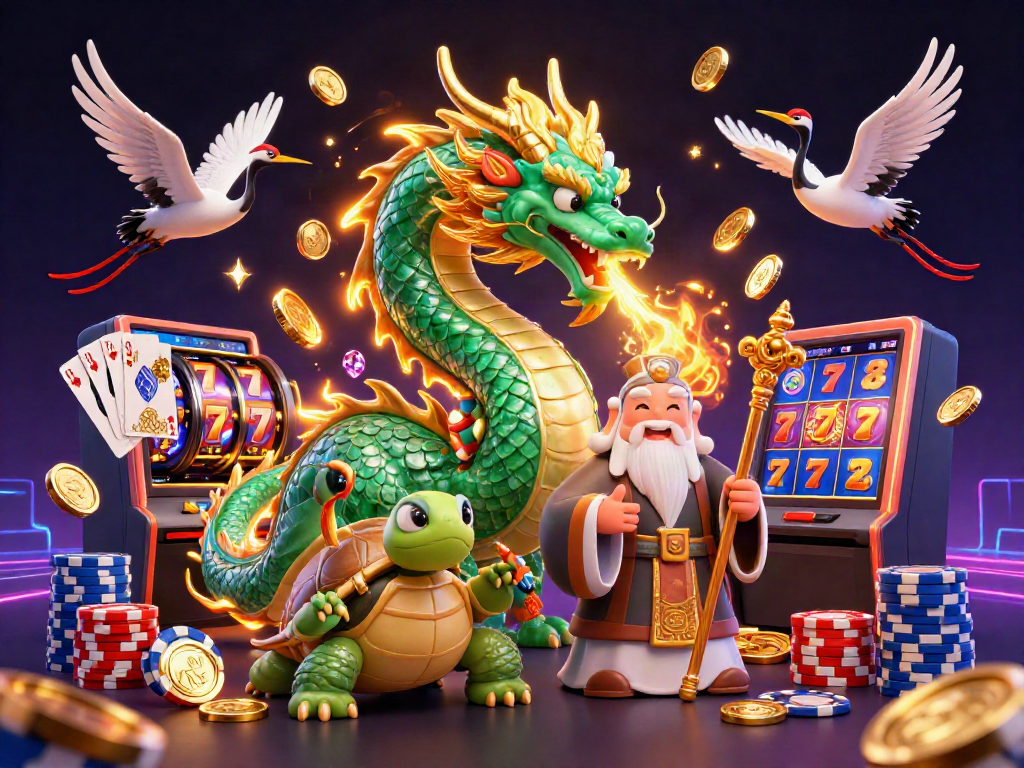 Experience excitement with the link slot reimagined in a vibrant 3D illustration featuring dynamic casino elements and energetic characters.