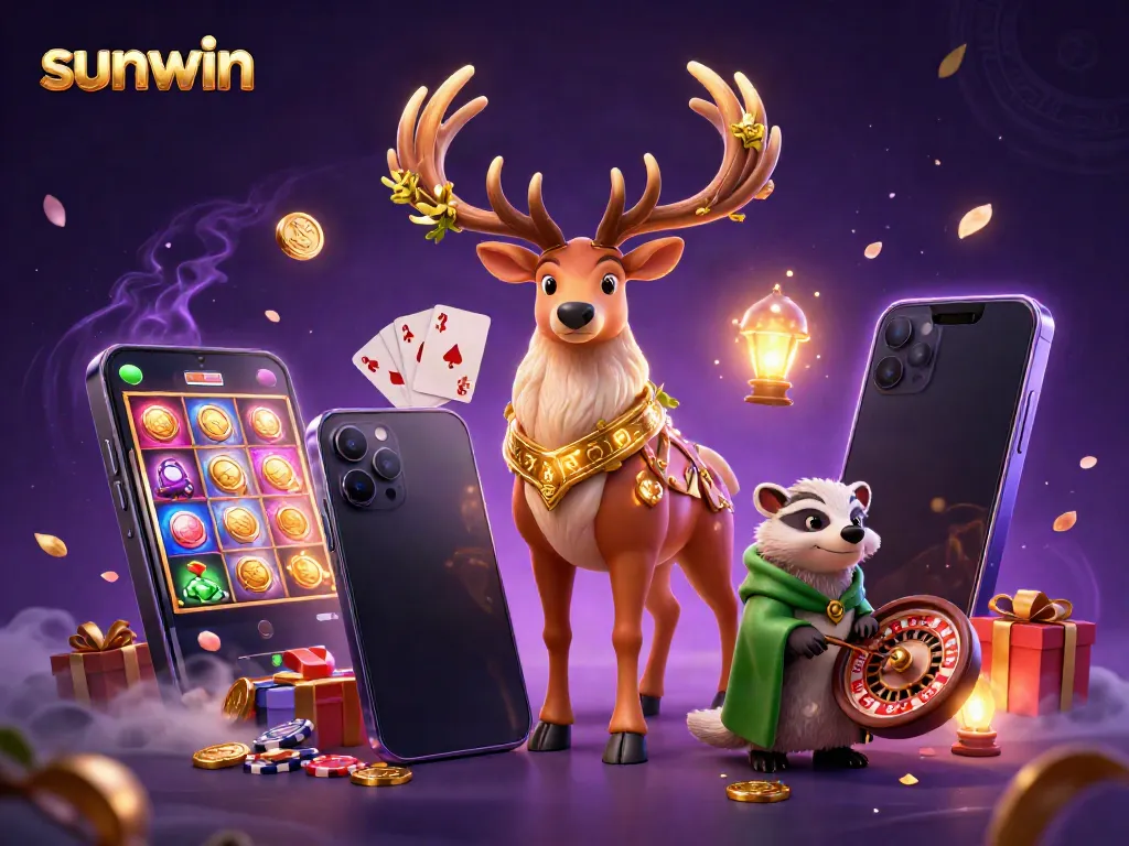 Experience the magic of sunwin with vibrant gaming elements and enchanting characters in an immersive scene.
