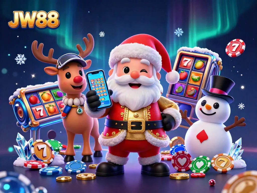 Join the exciting JW88 adventure with Santa and friends in a festive casino!