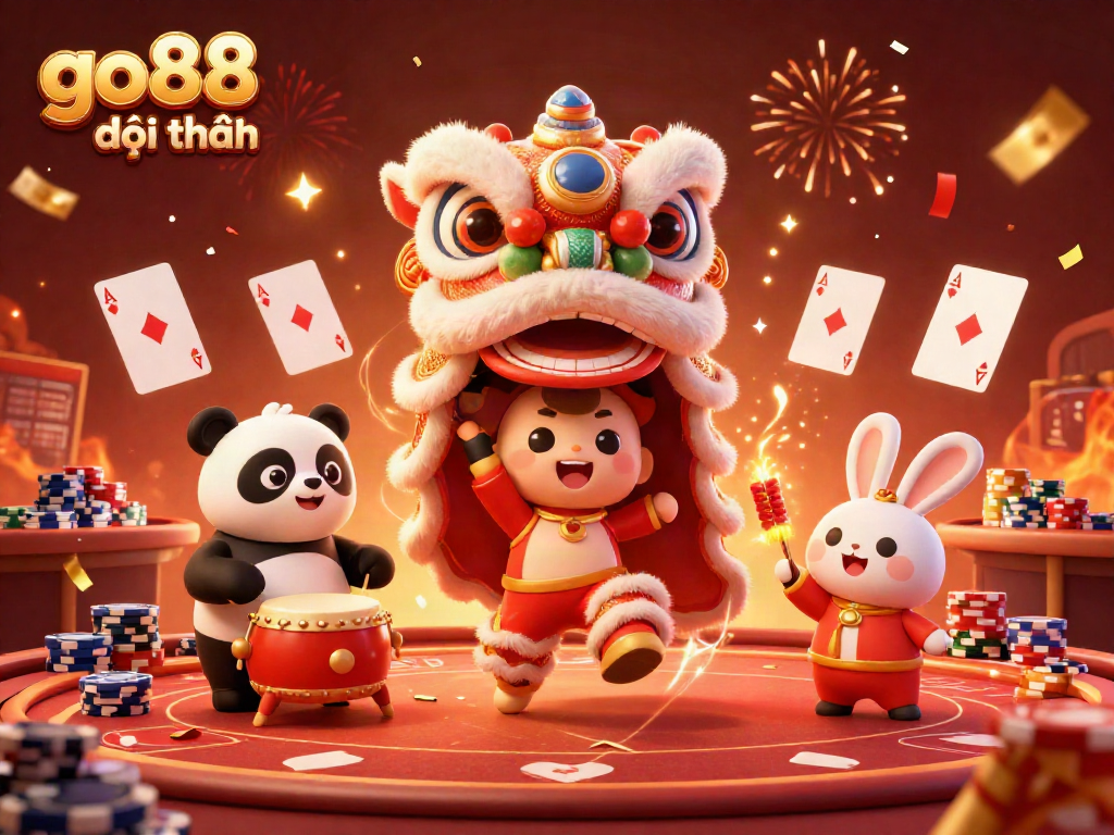 Engage with go88 đổi thưởng through a vibrant celebration of gaming with unique characters and casino elements.