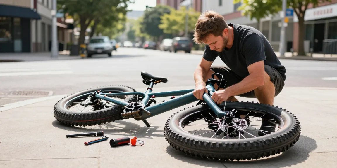 Fatbike reparatie op locatie door ervaren monteurs met gereedschap.