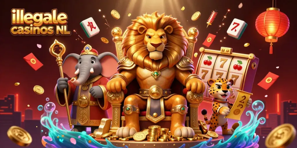Speel en verken illegale casinos NL met spannende gokelementen en kleurrijke symbolen.