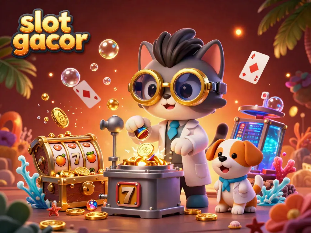 Join the excitement of slot gacor with a vibrant 3D scene of winning games, featuring lively characters and dynamic gameplay elements.