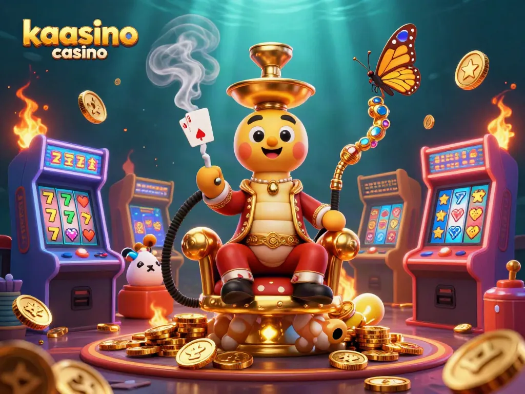 Experience exciting gaming at kaasino casino with vibrant 3D illustrations featuring slot machines and poker elements.