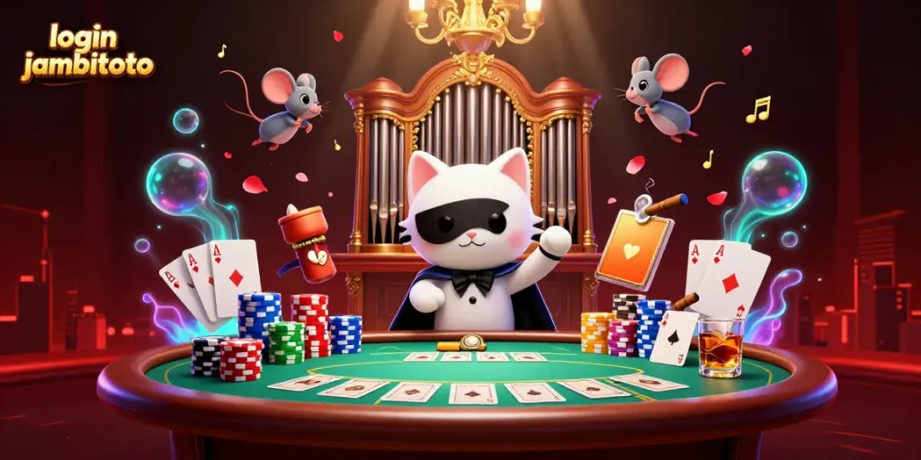 Win big with the thrilling "login jambitoto" gaming experience, showcasing a dynamic casino scene.