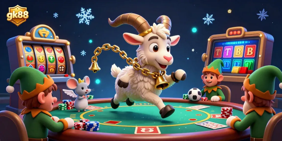 Engage with gk88's vibrant casino scene featuring Krampus and festive gaming elements.