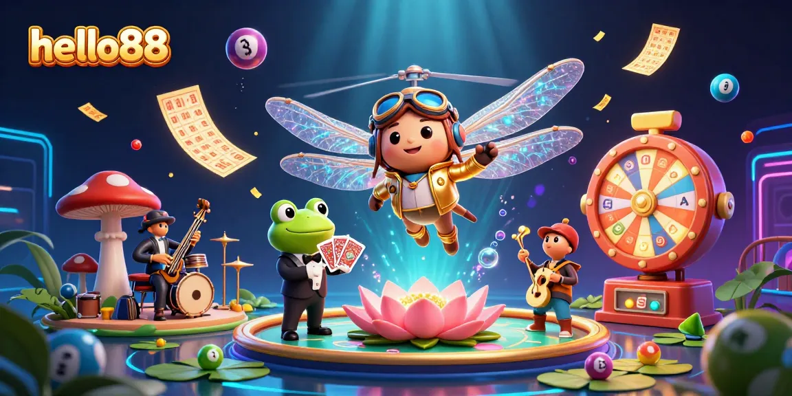 Win big with hello88 at a lively casino scene featuring dynamic games and vibrant characters.