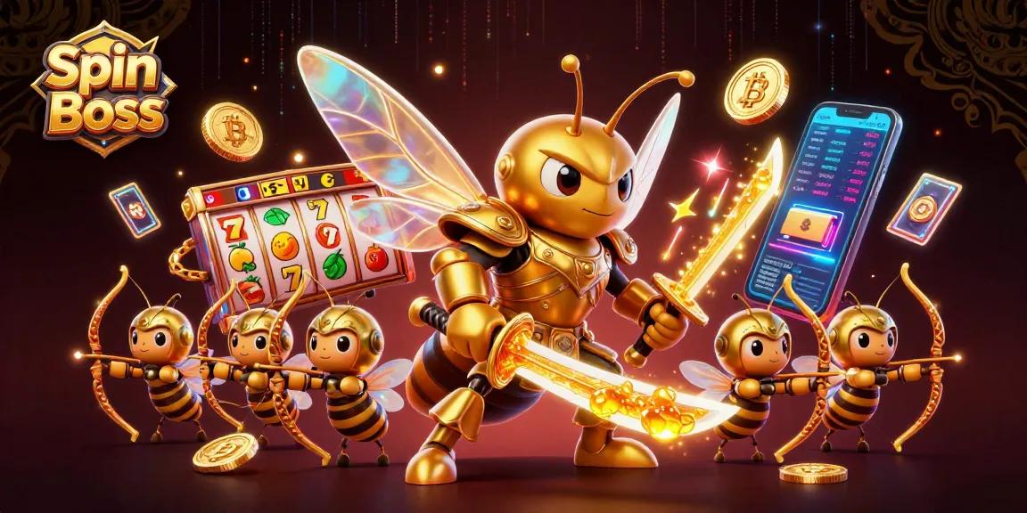 Engage in gaming excitement with Spin Boss, featuring dynamic characters in a vibrant casino scene.