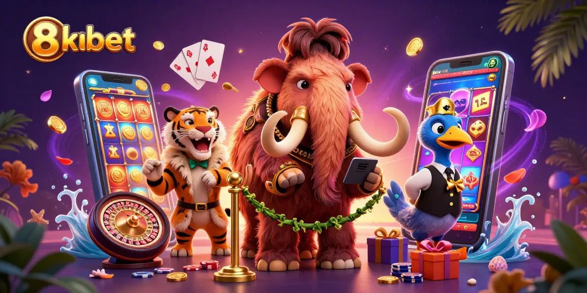 Experience vibrant casino action at 8xbet with our colorful game-themed scene featuring engaging characters.
