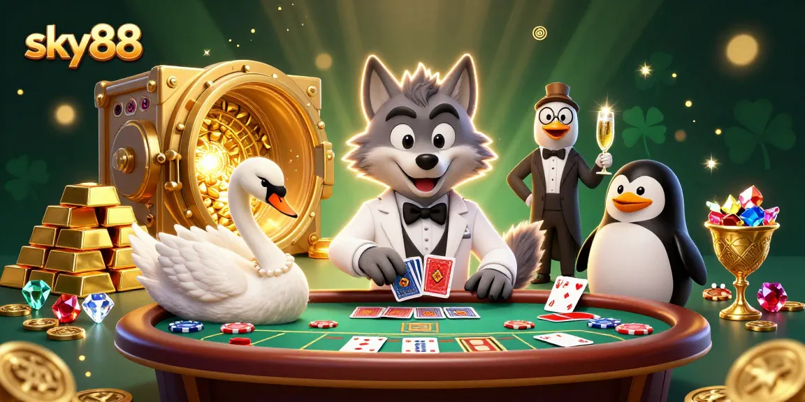 Experience thrilling gaming action at sky88 with a vibrant casino scene showcasing elegance and excitement.