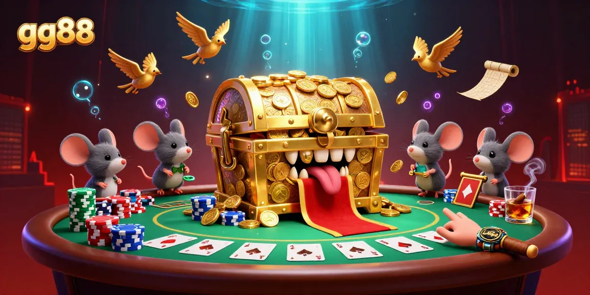 Engage in thrilling gaming at gg88 with vibrant casino elements and animated treasure chest