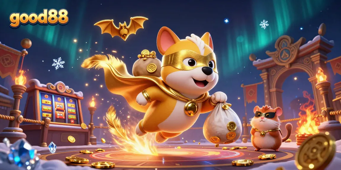 Experience thrilling gameplay with good88's exciting slots and cartoon hero characters in vibrant 3D.