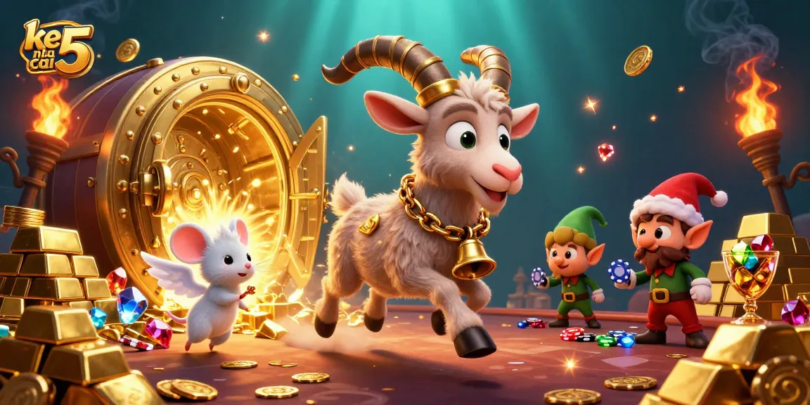 Engage with exciting keo nha cai 5 gameplay in a vibrant holiday-casino scene full of treasures.